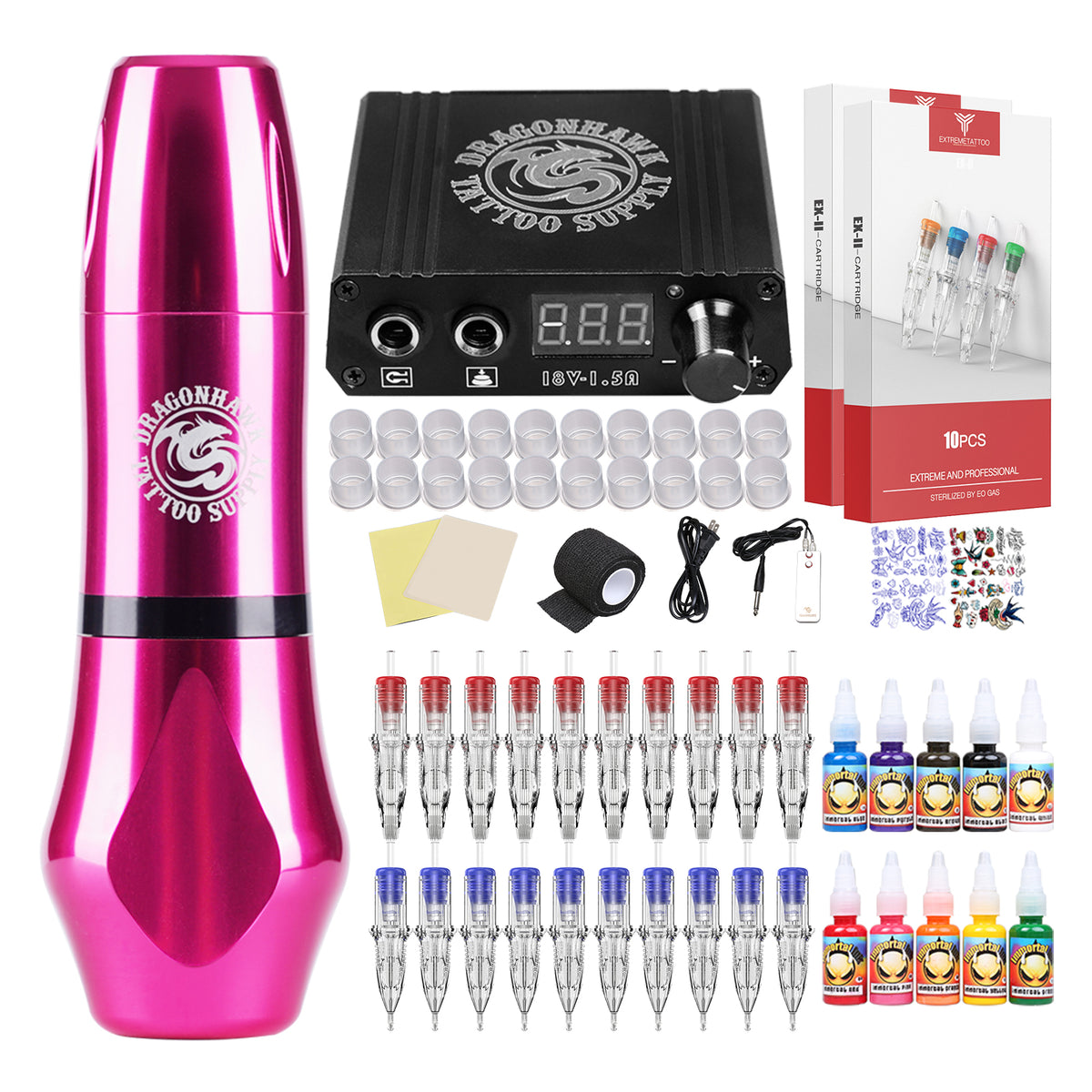 Dragonhawk Extreme Rotary Tattoo Kit With Power Supply Needles 22ss D1013 4  From Tattoodiy, $50.16