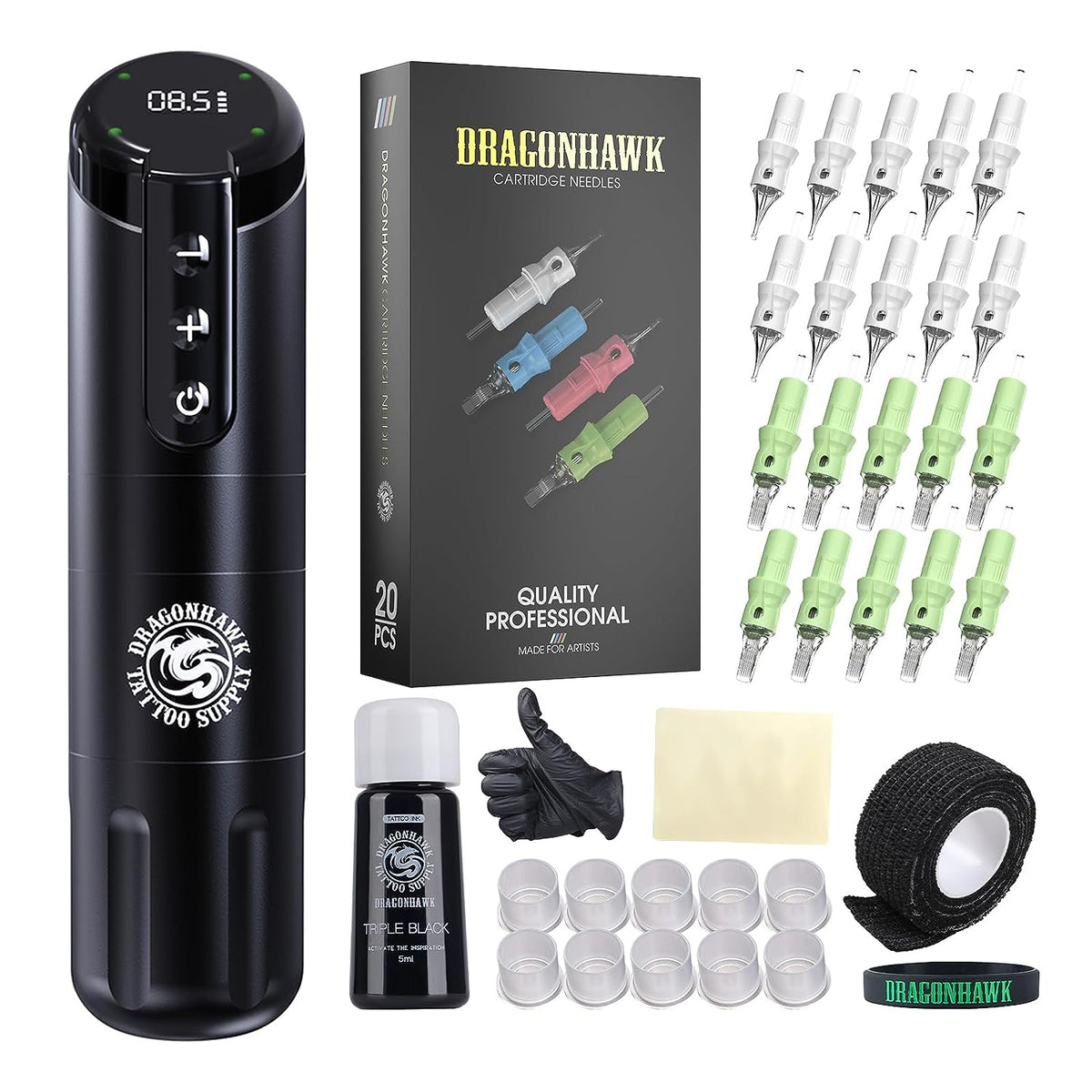 Dragonhawk X2 Wireless Tattoo Pen Machine Kit