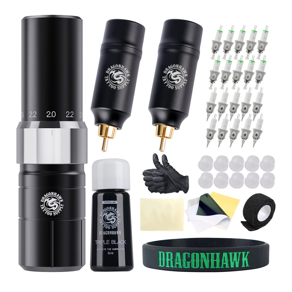 Dragonhawk Tattoo Kit Supplies Equipment Set 20 Color Ink Needles Power Tip  Grip - Miscellaneous - Detroit, Michigan, Facebook Marketplace