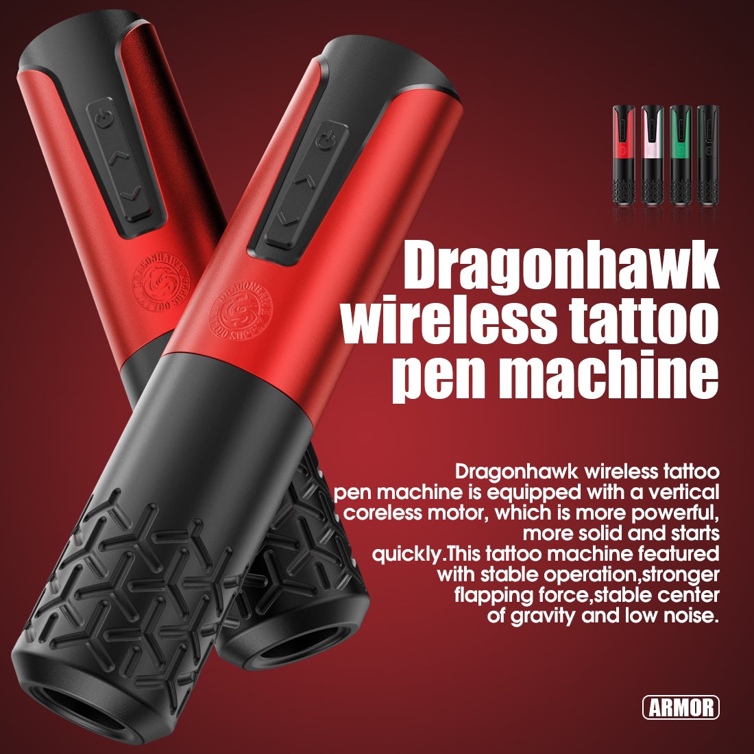 Dragonhawk Wireless Power Supply Tattoo Machine Motor Pen Ink